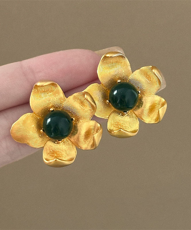 Boutique Gold Sterling Silver Overgild Resin Stud Earrings