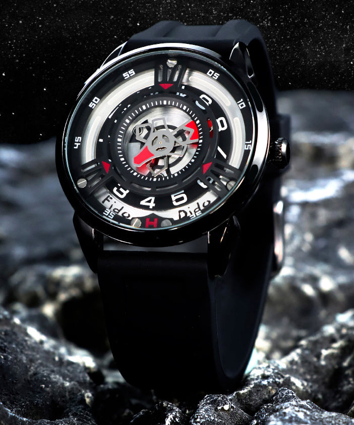 Blue Silicone Rubber Waterproof Hollow Out Watches