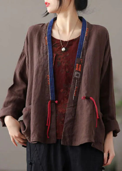 Mulberry Embroidered Patchwork Loose Coat Spring