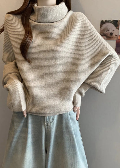 Apricot Turtleneck Thick Knit Sweater Winter