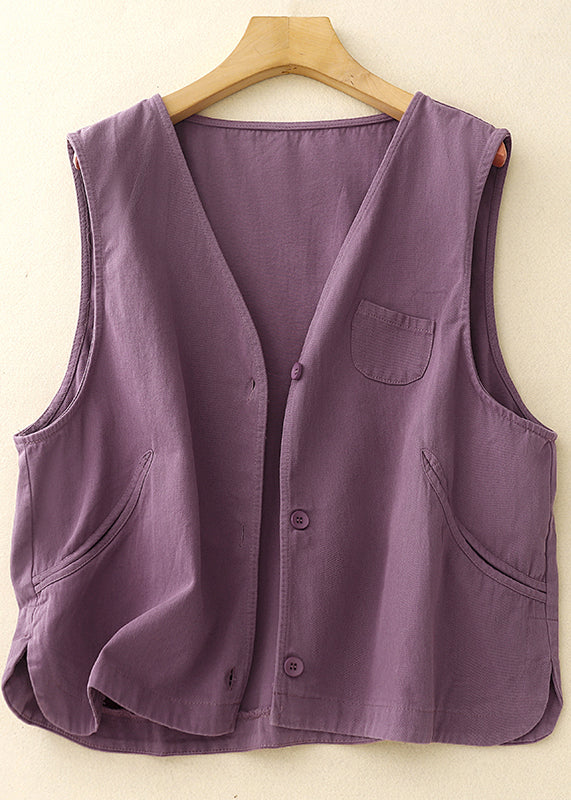 Purple Oversized Cotton Vest Spring