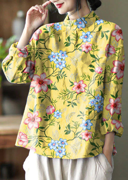 Stylish White Polka Dots Embroidered Retro Linen Blouse Tops Spring
