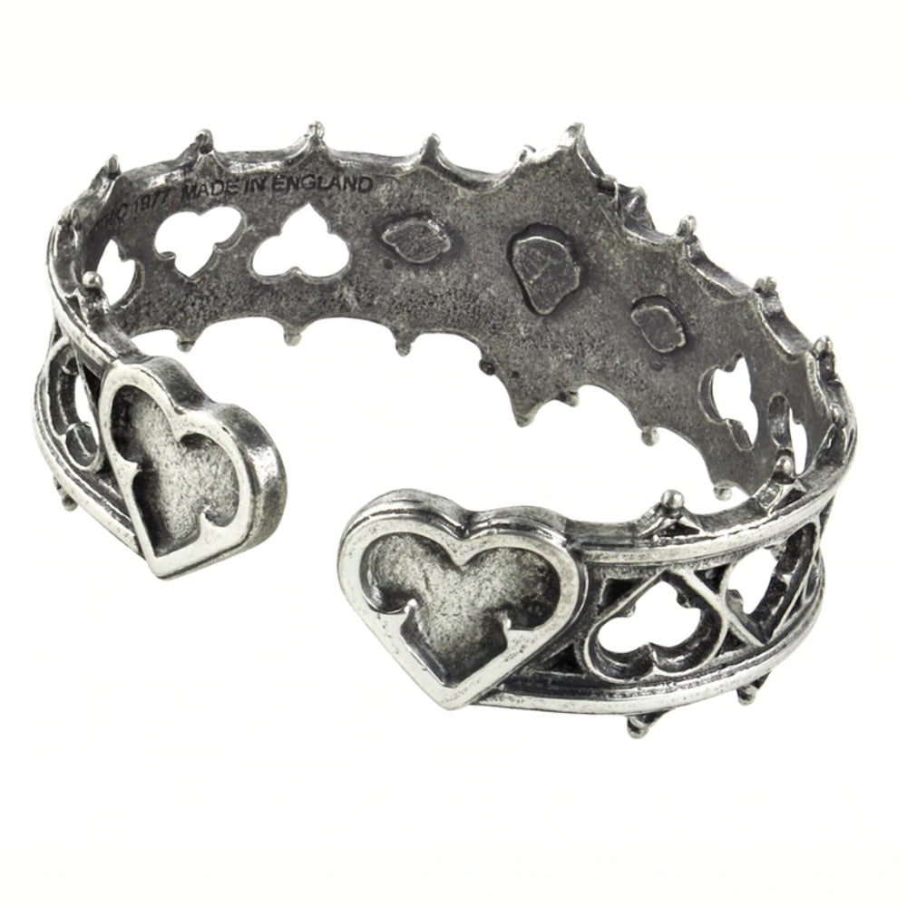 Elizabethan Red Crystal Heart Cuff Bracelet by Alchemy Gothic