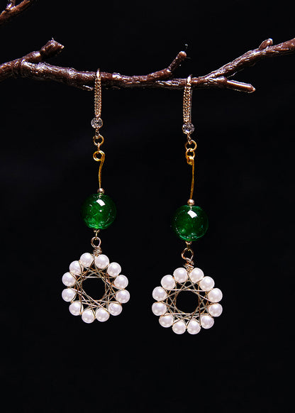 Art Hoop Pearl Turquoise Drop Earrings