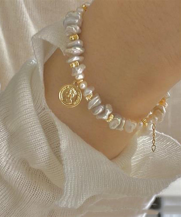 Art Gold Hand Pearl Small Bits of Silver Charm Bracelet Gh1027