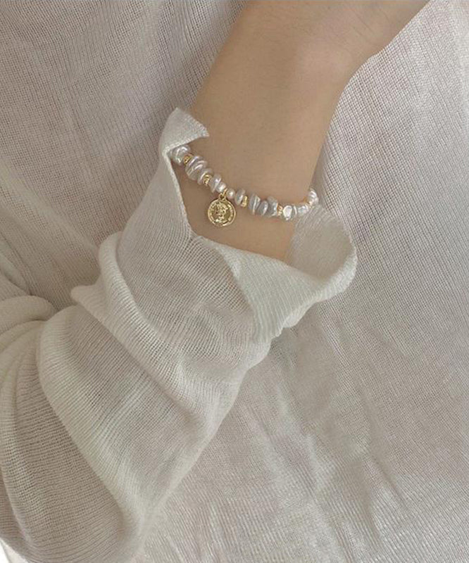 Art Gold Hand Pearl Small Bits of Silver Charm Bracelet Gh1027