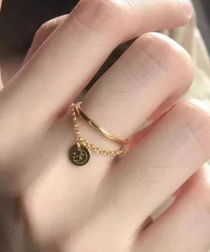 Art Gold Sterling Silver Overgild Chain Tassel Rings Gh1033