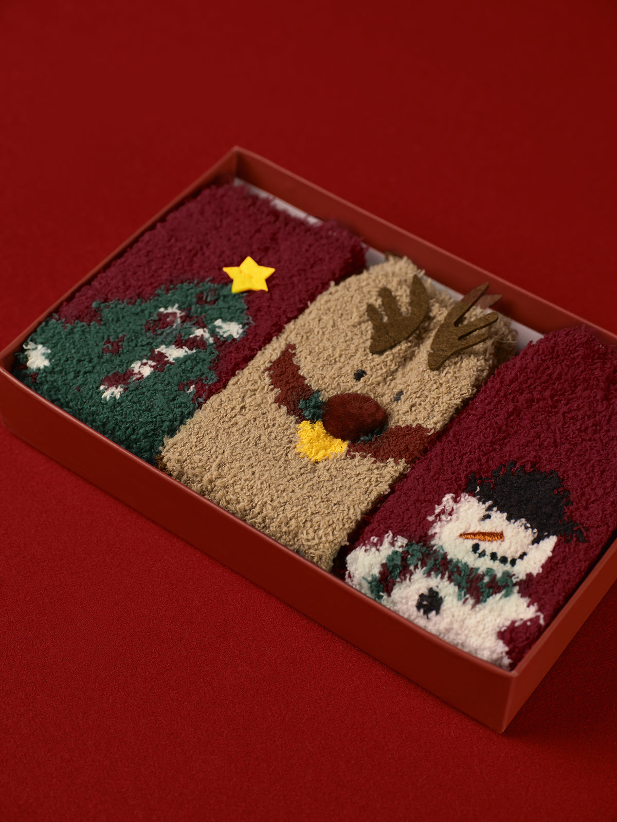 3-Pack Christmas Coral Fleece Socks with Box