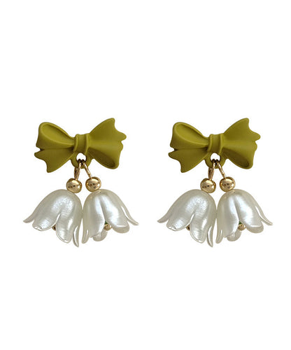 Colorblock Alloy Resin Bow Stud Earrings