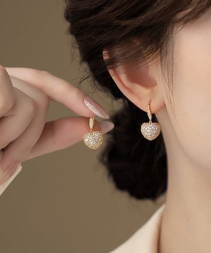 Gold Copper Overgild Zircon Love Hoop Earrings