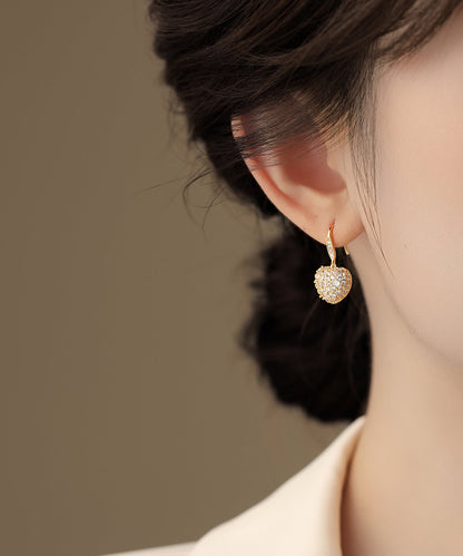 Gold Copper Overgild Zircon Love Hoop Earrings