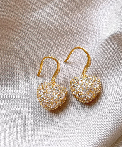 Gold Copper Overgild Zircon Love Hoop Earrings