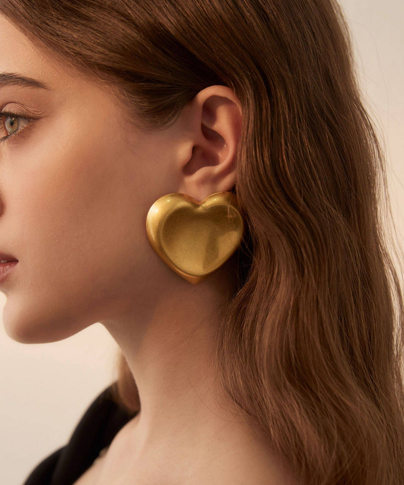 Gold Love Oversize Alloy Stud Earrings
