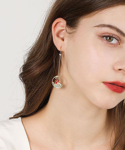Gold Orange Overgild Zircon Oil Drip Koi Fish Drop Earrings
