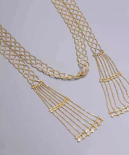Gold Sterling Silver Overgild Chain Hollow Out Necklace Yu011