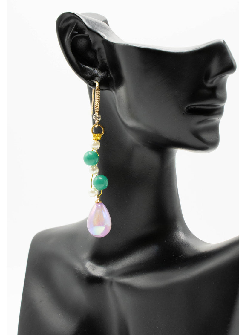 Pink Water Droplet Acrylic Drop Earrings