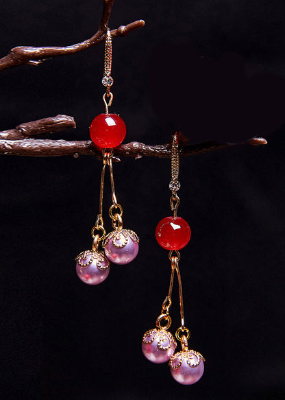 Purple Pearl Zircon Drop Earrings