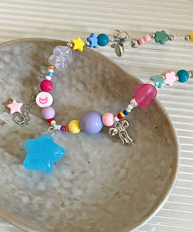 Beads Resin Copper Rainbow Pendant Necklace Love Tassel