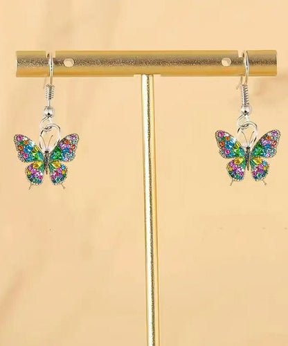 Rainbow Stainless Steel Acrylic Butterfly Drop Earrings