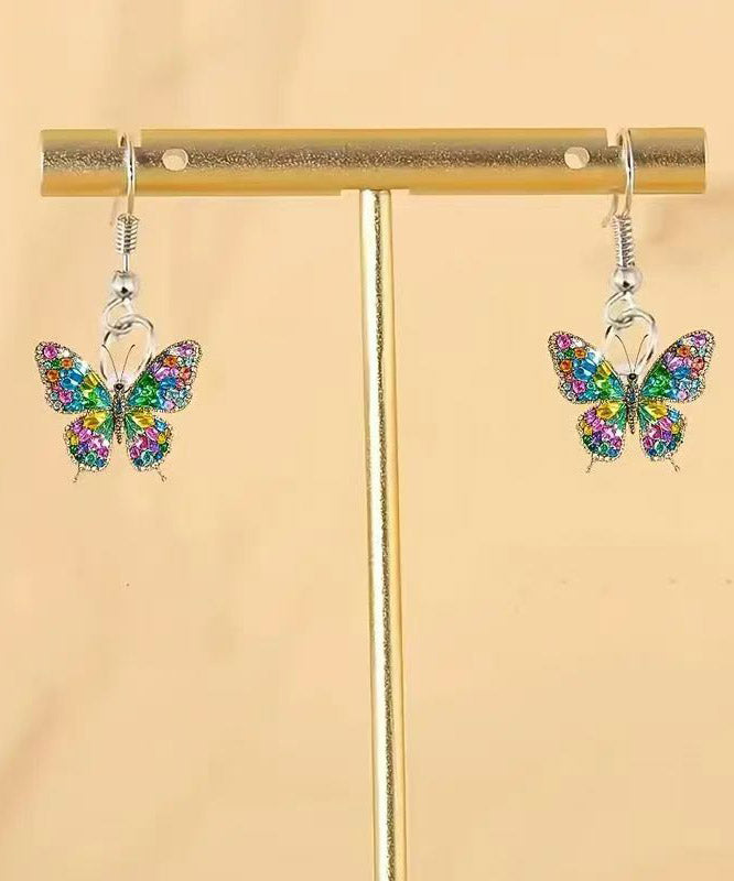 Rainbow Stainless Steel Acrylic Butterfly Drop Earrings