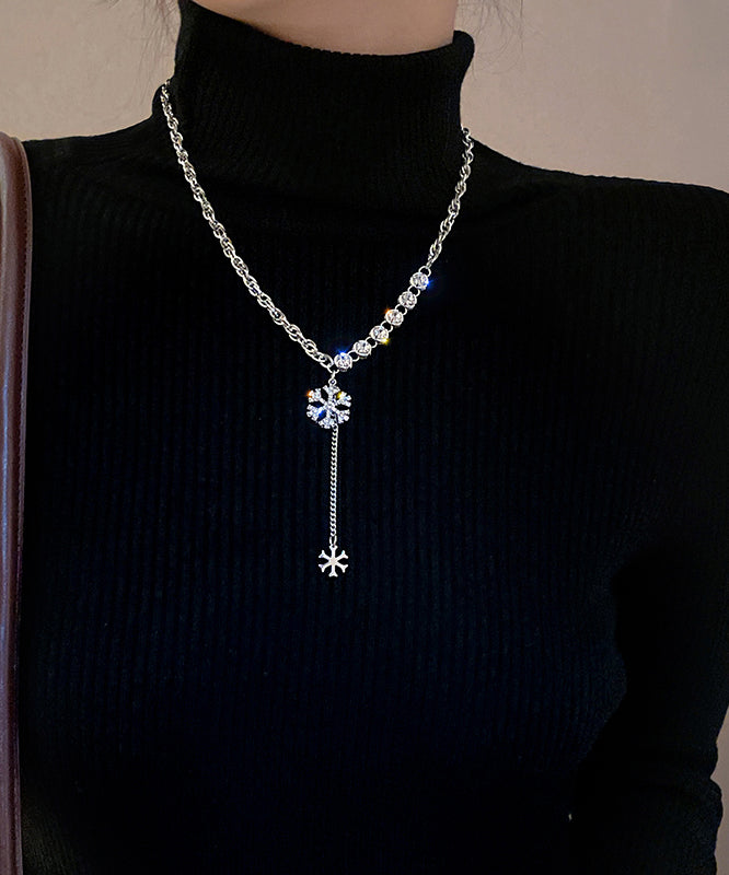 Pendant Alloy Necklace Snowflake Silk Zircon