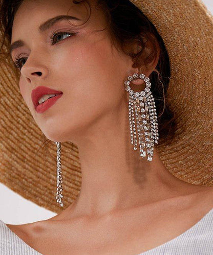 Sparkle Tasseled Cascade Zircon Drop Earrings