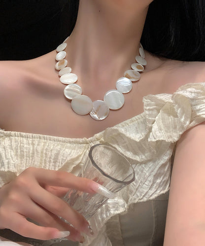 White Alloy Pearl Shell Collar Necklace