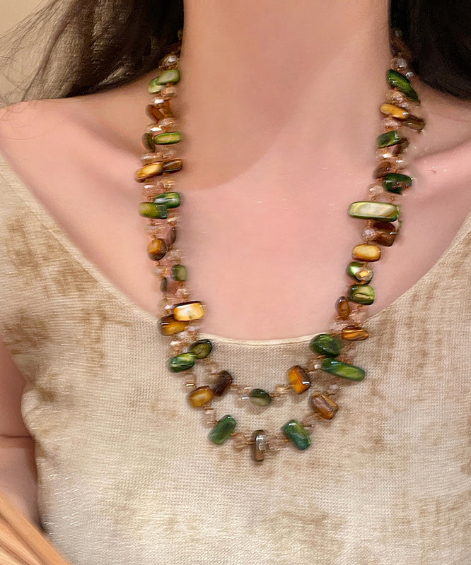 Rainbow Alloy Shell Beading Gratuated Bead Necklace