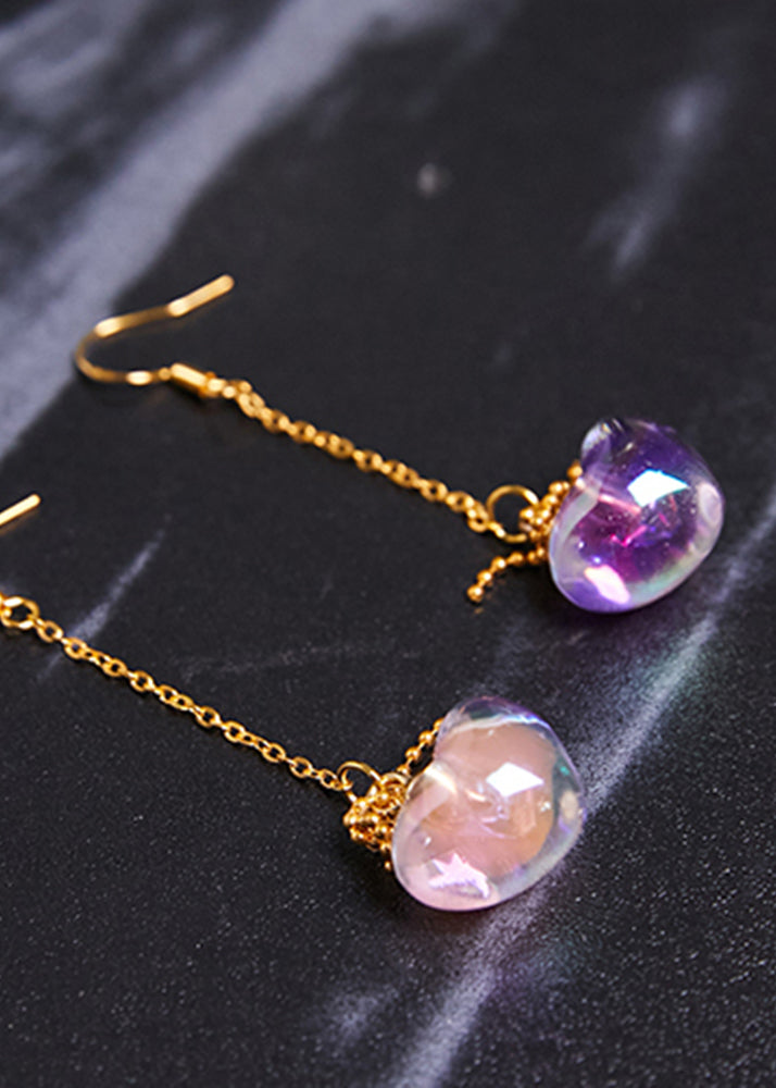 Asymmetric Design Heart-shaped Crystal Drop Earrings