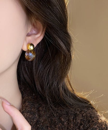 Coffee Copper Alloy Planchet Stud Earrings