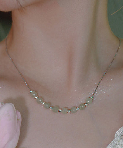 Cyan Jade Gratuated Bead Necklace