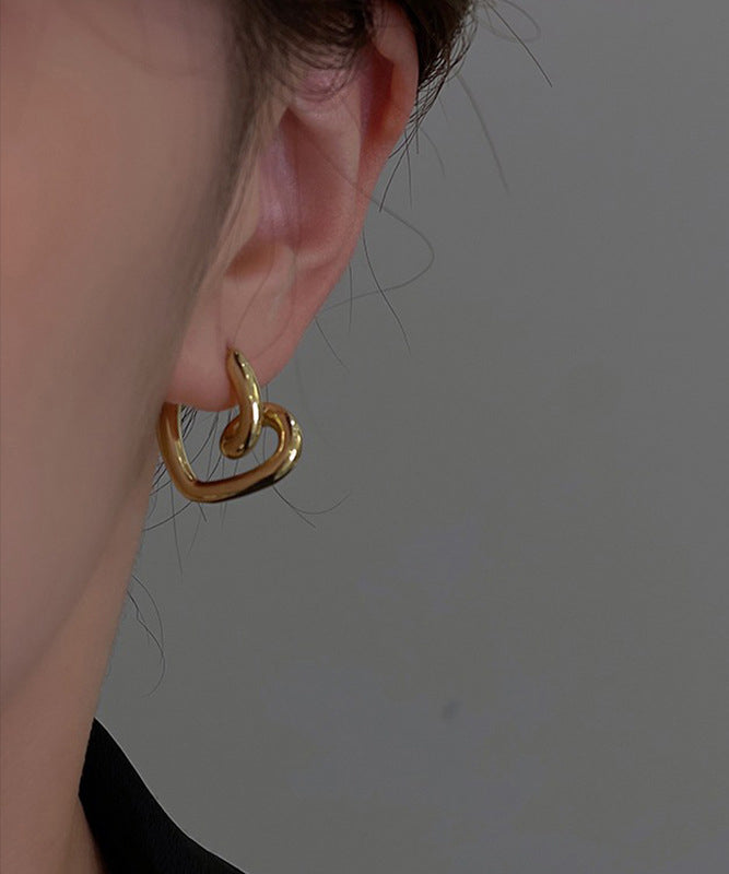 Alloy Gold Hoop Love Earrings