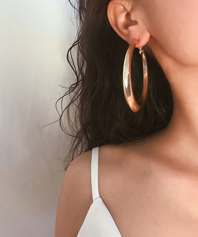 Gold Metal Round Hoop Earrings
