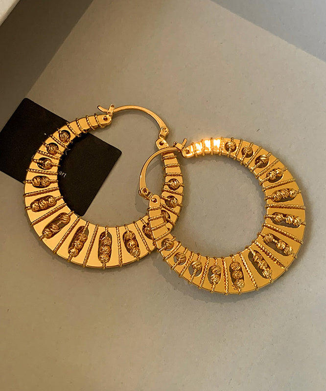 Golden Hollow Out Metal Hoop Earrings