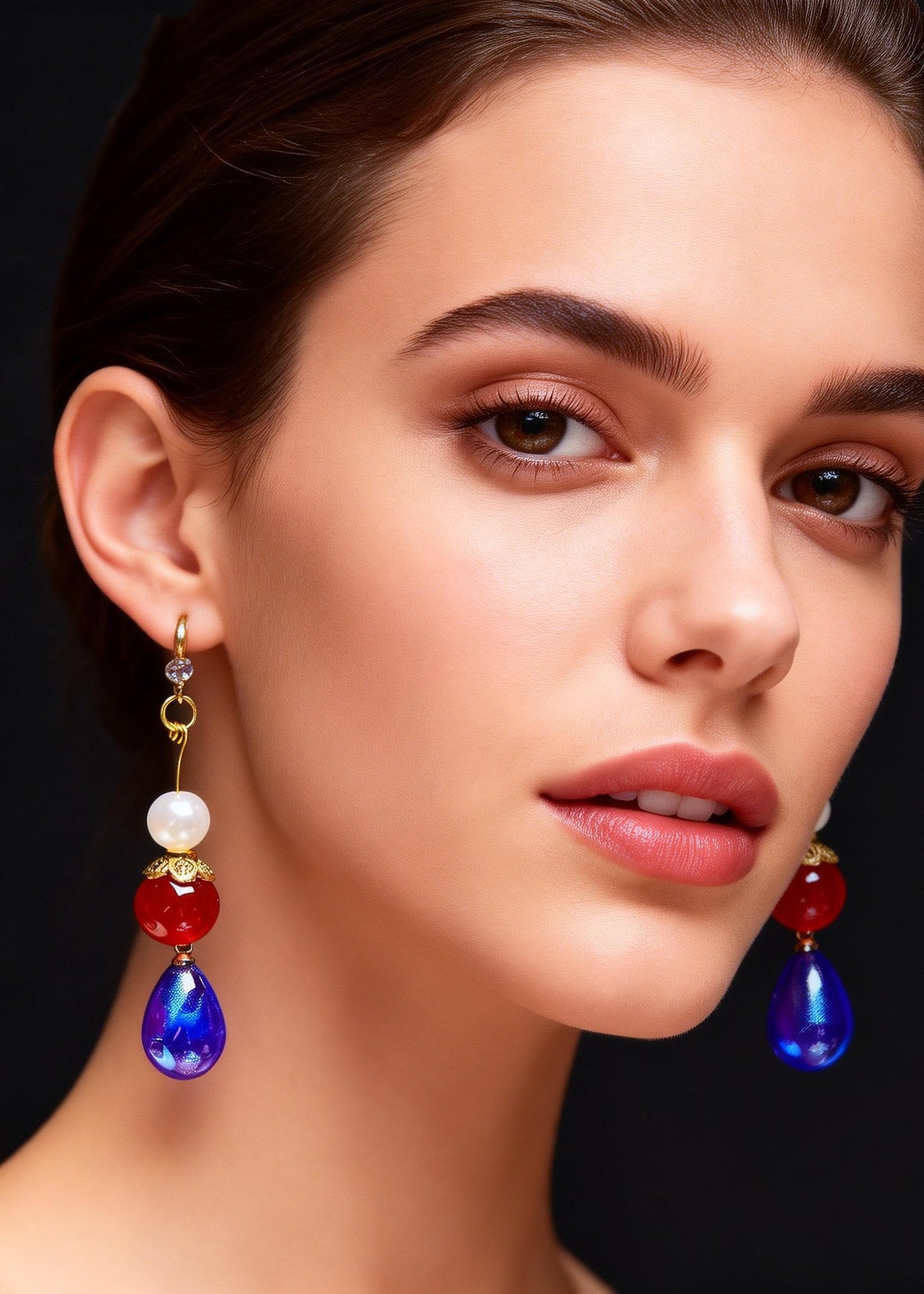 Peacock Blue Droplet Shape Acrylic Drop Earrings