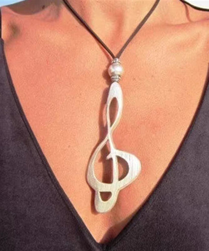 Silver Alloy Leather Pearl European American Pendant Necklace