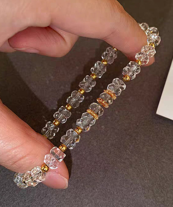 White Crystal Elastic Rope Alloy Bracelet