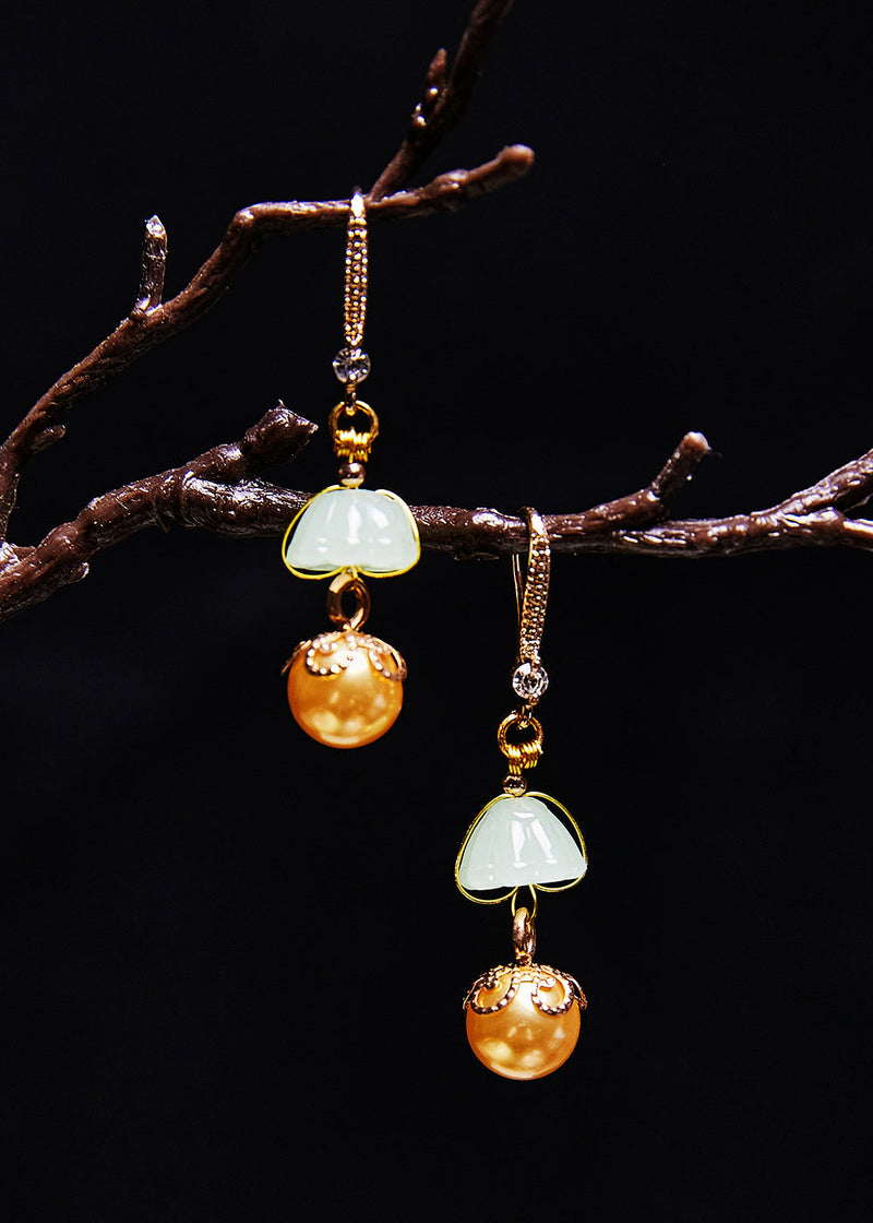 Boutique Champagne Pearl Jade Drop Earrings