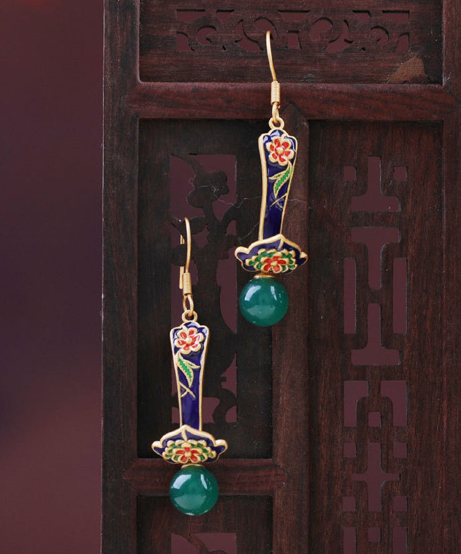 Boutique Green Sterling Silver Jade Agate Drop Earrings