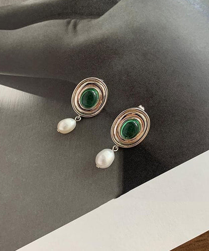Boutique Silk Alloy Pearl Glaze Drop Earrings