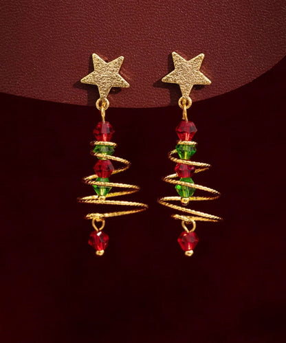 Boutique Spiral Christmas Tree Star Gilding Stud Earrings