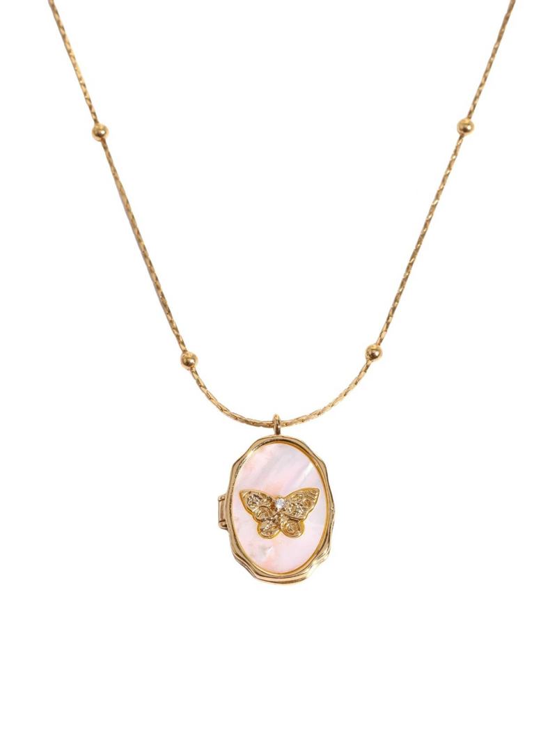 Butterfly Locket Pendant Necklace