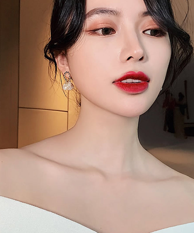 Champagne Alloy Pearl Hoop Earrings Ly1808