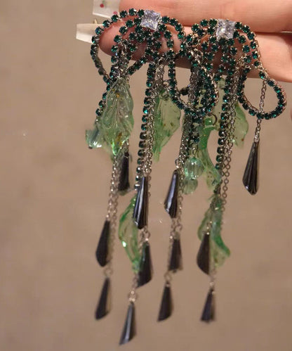 Copper Acrylic Zircon Tassel Drop Earrings