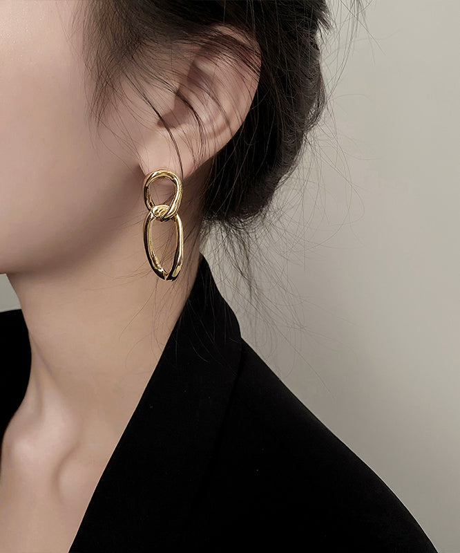 Gold Metal Fried Dough Twist Hoop Earrings