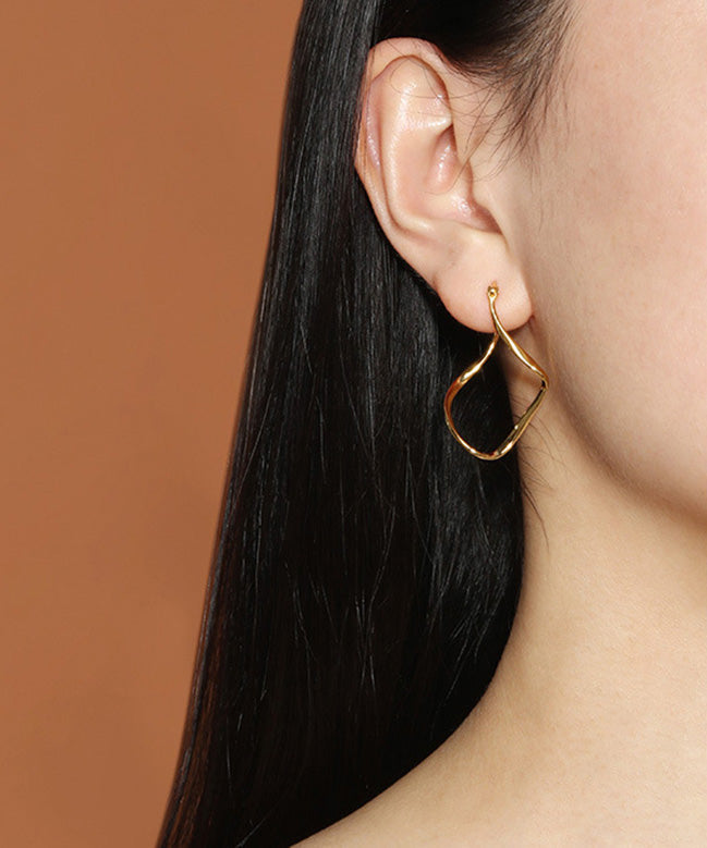 Gold Silver Bending Shape Hoop Earrings