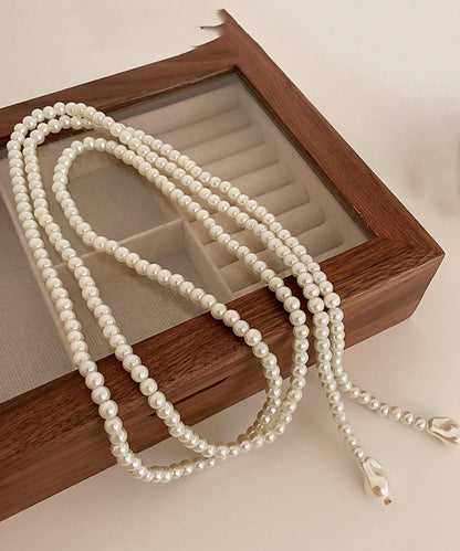 White Alloy Pearl Beading Gratuated Bead Necklace Yd012