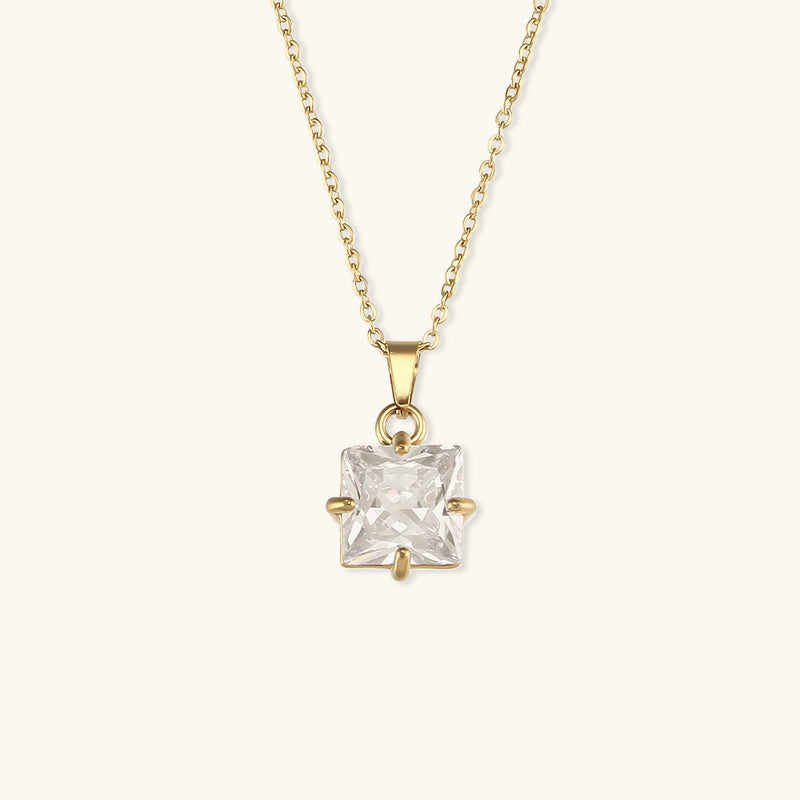 Celeste Gold Princess Cut Necklace