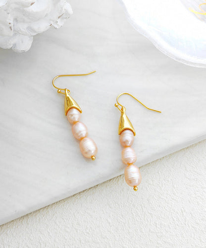Beige Copper Pearl Drop Earrings