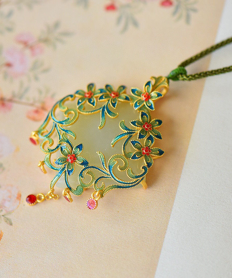 Blue Sterling Silver Jade Tassel Pendant Necklace